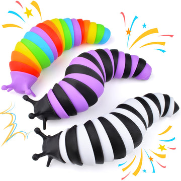 Cevioce Fidget Slug Toy, Sensory Slug Fidget Toy For Kids & Adults, 3Pcs Cute Autism Sensory Toys For Autistic Children, Toddler Stress Relief Toy|Easter Basket Stuffers Valentines Gift For Kids Adhd
