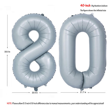 40 In Matte Gray Number Balloons Helium Foil Mylar Balloon Birthday Party Banquet Decoration 80