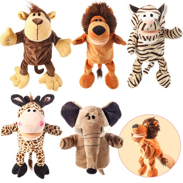Animal Hand Puppets 10-13 Inch Giant Plush Safari Jungle Animals Hand Puppet Toys Role-Play Toy Puppets For Kids Storytelling Imaginative Pretend Play Teaching Preschool(Safari Jungle Animal)