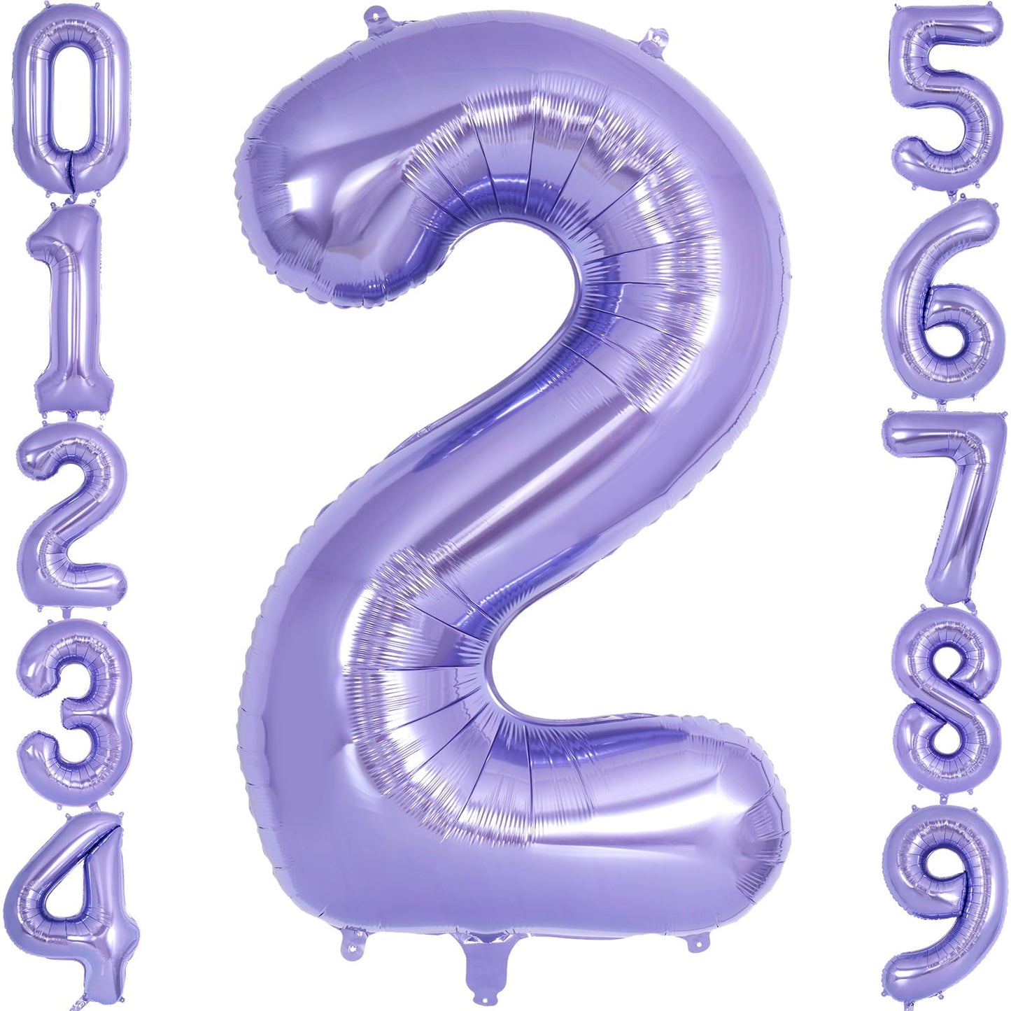 Purple Number 2 Balloon 40 Inch, Big Large Foil Helium Number Balloons, Giant Mylar Number 2 Balloons For 2 Year Old Birthday An