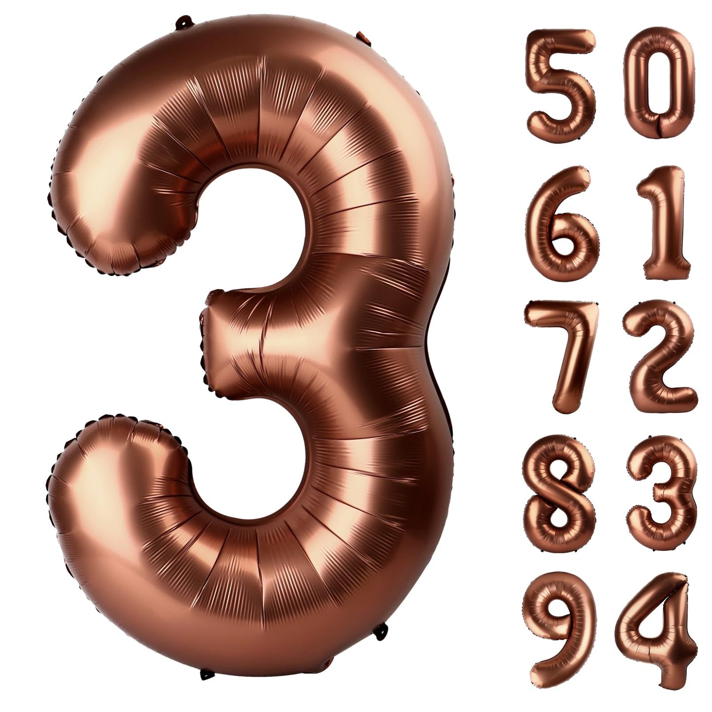 Dark Brown 3 Balloon, Coffee Brown Number Balloons 40 Inch, Chocolate Brown 3Rd Birthday Decorations For Kids Girls Boys, Men Wo