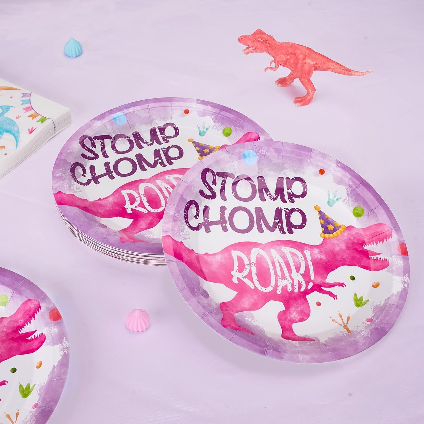 Wernnsai 100 Pcs Dinosaur Plates And Napkins - Dinosaur Birthday Party Supplies Dino Paper Plates Napkins Disposable Dino Them Party Decorations For Girls Kids Birthday Baby Shower Serves 50 Guests