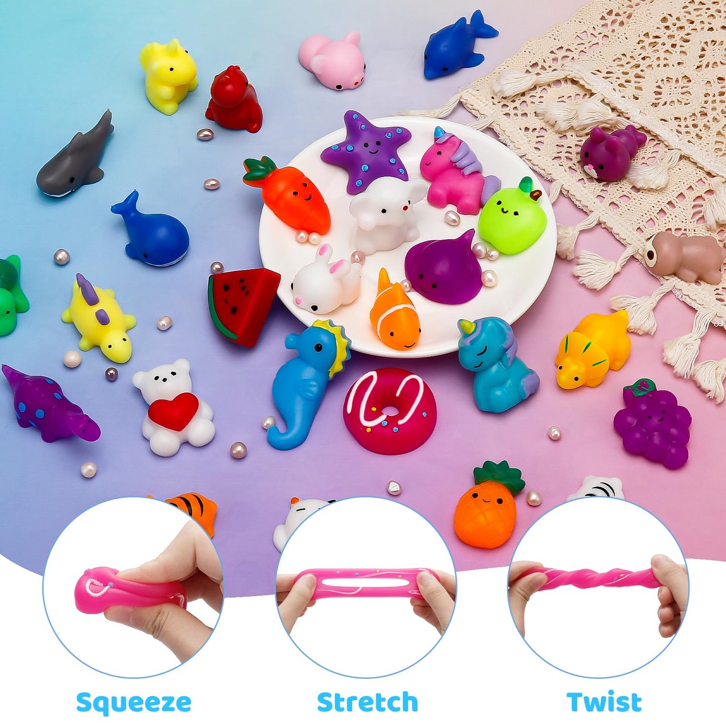 80 Pcs Mochi Squishy Toys,Easter Egg Fillers Birthday Gifts For Kids,Party Favors For Kids, Bulk Fidget Sensory Toys, Goodie Bag Fillers Treasure Box Classroom Prizes