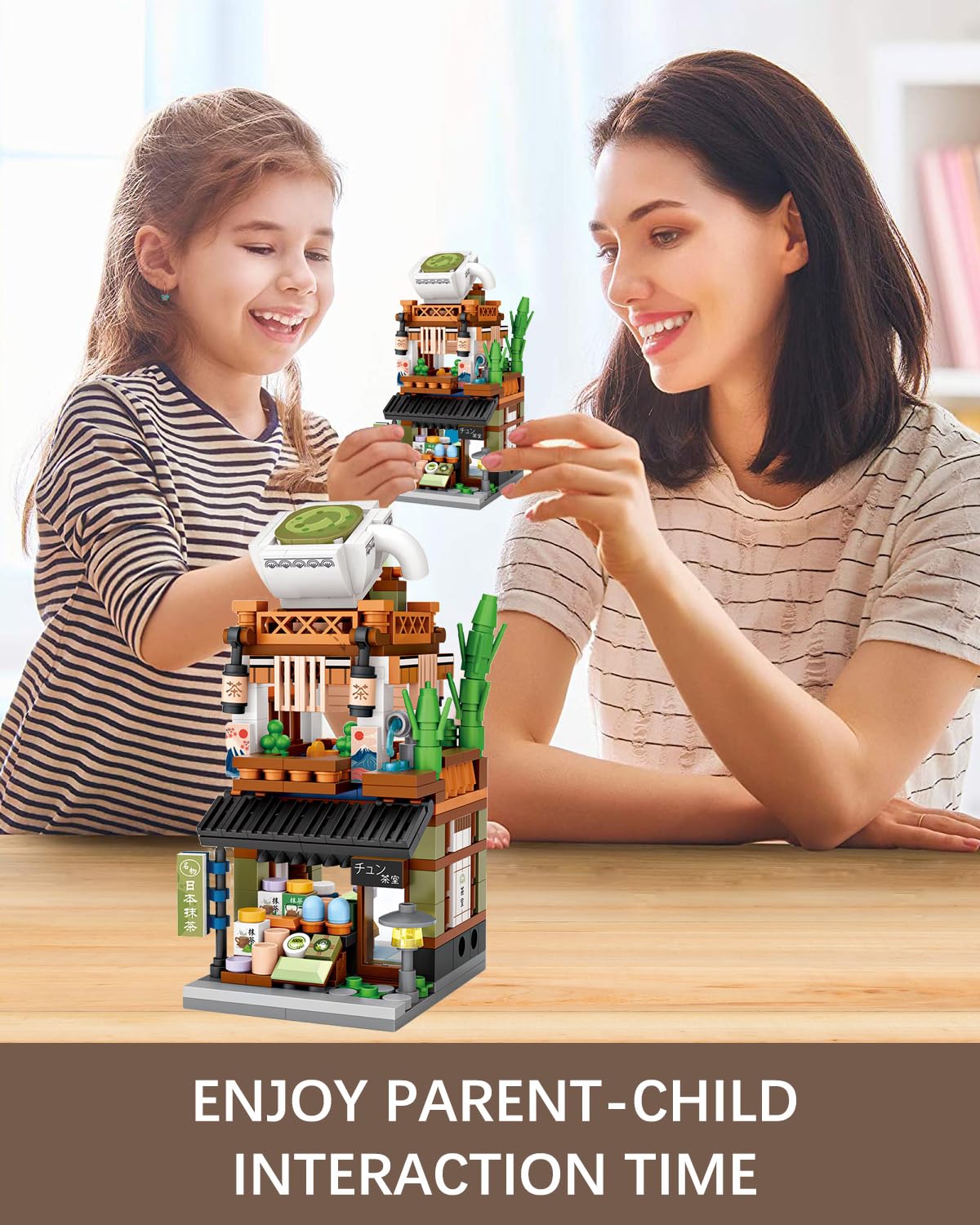 noziaa Japanese City Street View Matcha Shop  MOC Creative Building Blocks House Set  Simulation Architecture Construction Toy  Gifts Idea for Kids mature-themeds (Mini Blocks 379 pcs)