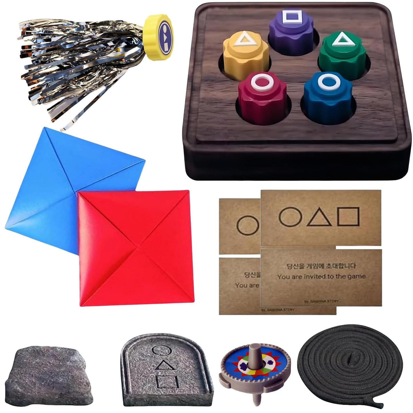 ReeRaa Gonggi Korean Game  Gonggi Korean Tossing Game Set (Korean Traditional Play Game) Jebi chagi Gonggi Stone catching Game Biseokchigi Paeng-y DDAKJI Family Party Game Game Collections (1 Set)