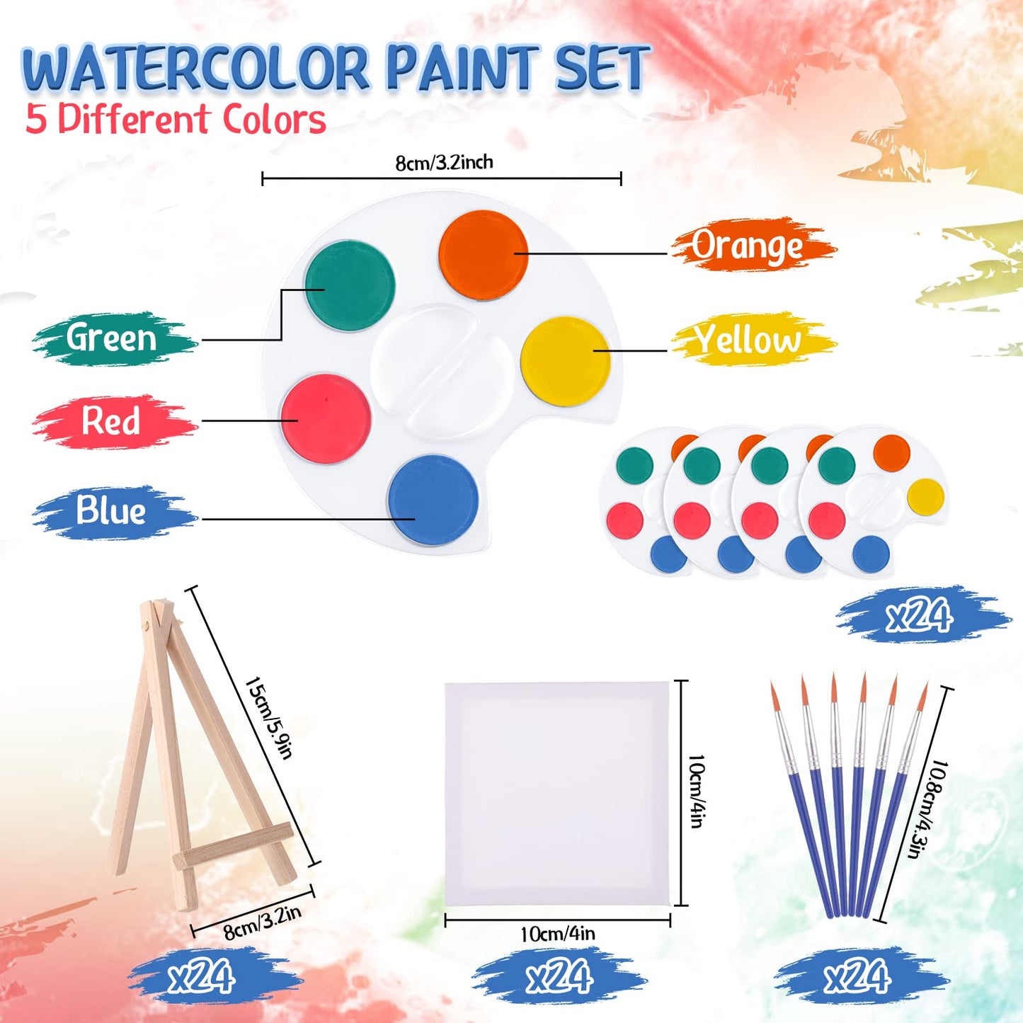 Crtiin Watercolor Paint Sets Mini Paint Set 4x4 Small Painting Canvas with Easel Paints Brush Set Art Party Favors and Watercolo