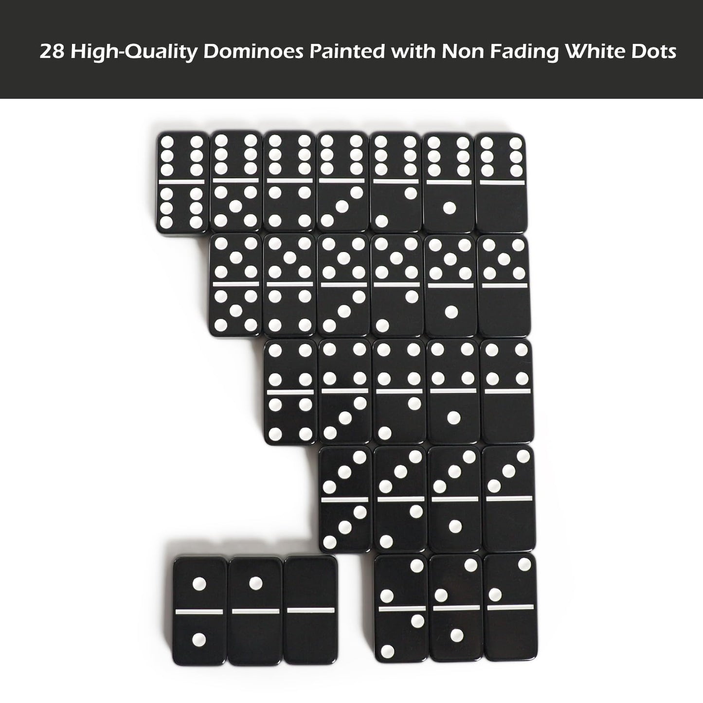 Gustaria Dominoes Set For Adults, Double Six Domino & Tile Games, Domino Set With 28 Large Tiles & Portable Bag, For Classic Family/Travel Board Game (2-4 Players)