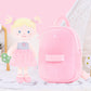 Onetoo Toddler Backpack Kids Backpacks With Soft Light Baby Dolls In Pink Polka Dots Dress 9.5'