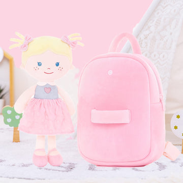 Onetoo Toddler Backpack Kids Backpacks With Soft Light Baby Dolls In Pink Polka Dots Dress 9.5'