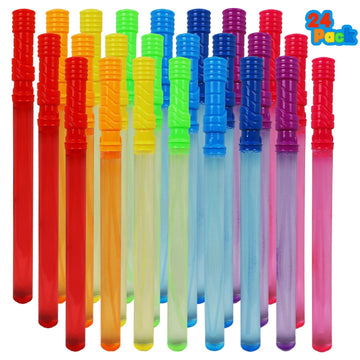 Mortime 24 Pack Bubble Wands For Kids, 8 Colors Bubbles Stick Bulk, 14.6' Easter Party Favor Summer Toy For Children