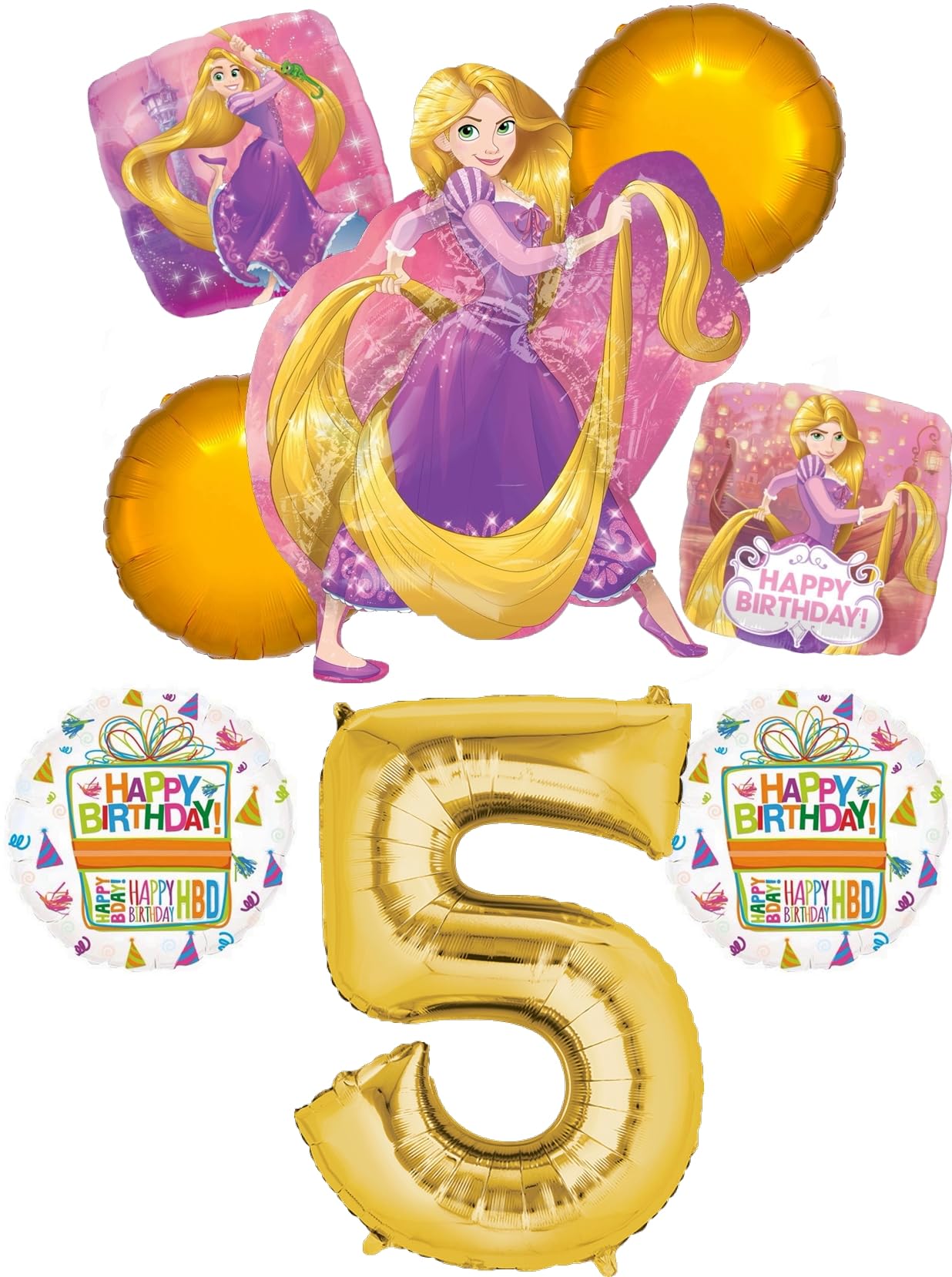 NEW! Tangled Rapunzel Disney Princess 5th BIRTHDAY PARTY Balloon decorations supplies by Anagram