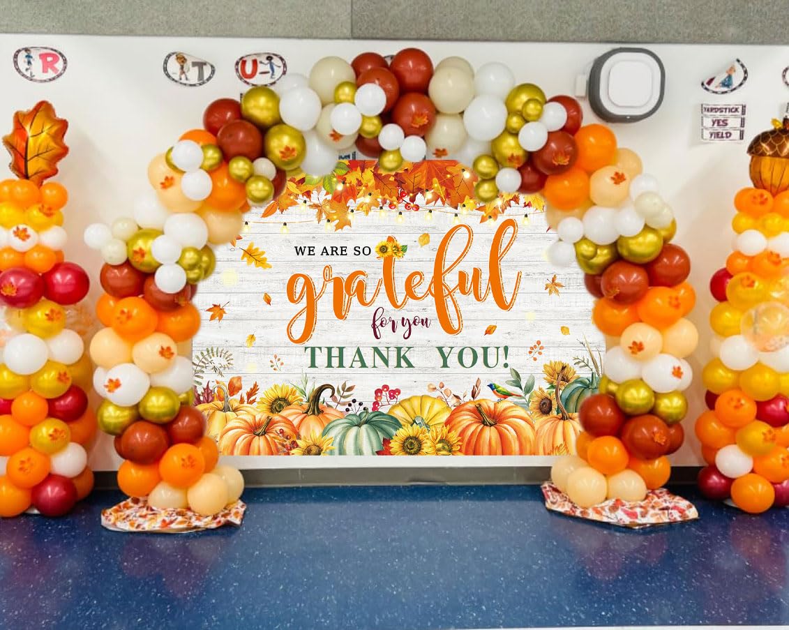 We are So Grateful for You Thank You Banner Backdrop 6x4FT Autumn Pumpkin Thank You for All You Do Background Thanksgiving Emplo