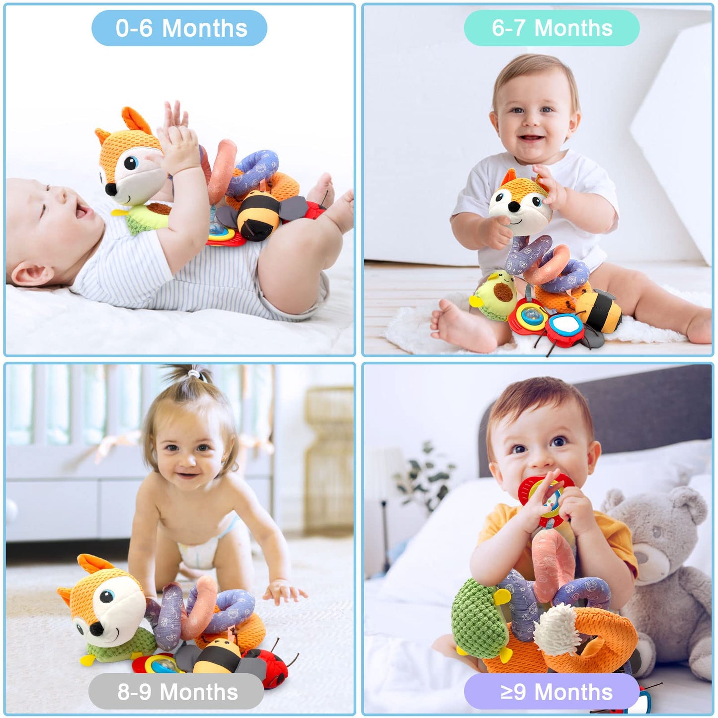 Car Seat Toys Newborn Toys, Stroller Toys Baby Toys 0-3 Months Infant Toys, Baby Toys For Carseat Stroller Crib With Music Rattles Teether, Baby Toys For 0 3 6 9 12 Boys Girls Enfants (Orange)