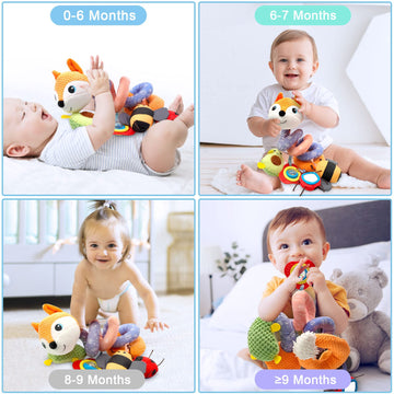 Car Seat Toys Newborn Toys, Stroller Toys Baby Toys 0-3 Months Infant Toys, Baby Toys For Carseat Stroller Crib With Music Rattles Teether, Baby Toys For 0 3 6 9 12 Boys Girls Enfants (Orange)