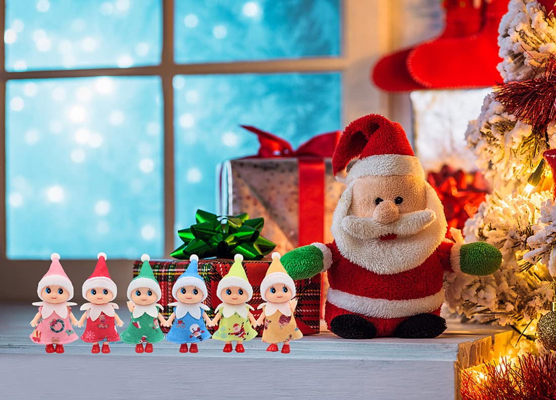 WULEEUPER Tiny Baby Elf Doll | Christmas Miniature Elf Decoration | Newborn Gift | Baby Grow Girl and Boy Elf Dolls (Green Dress)