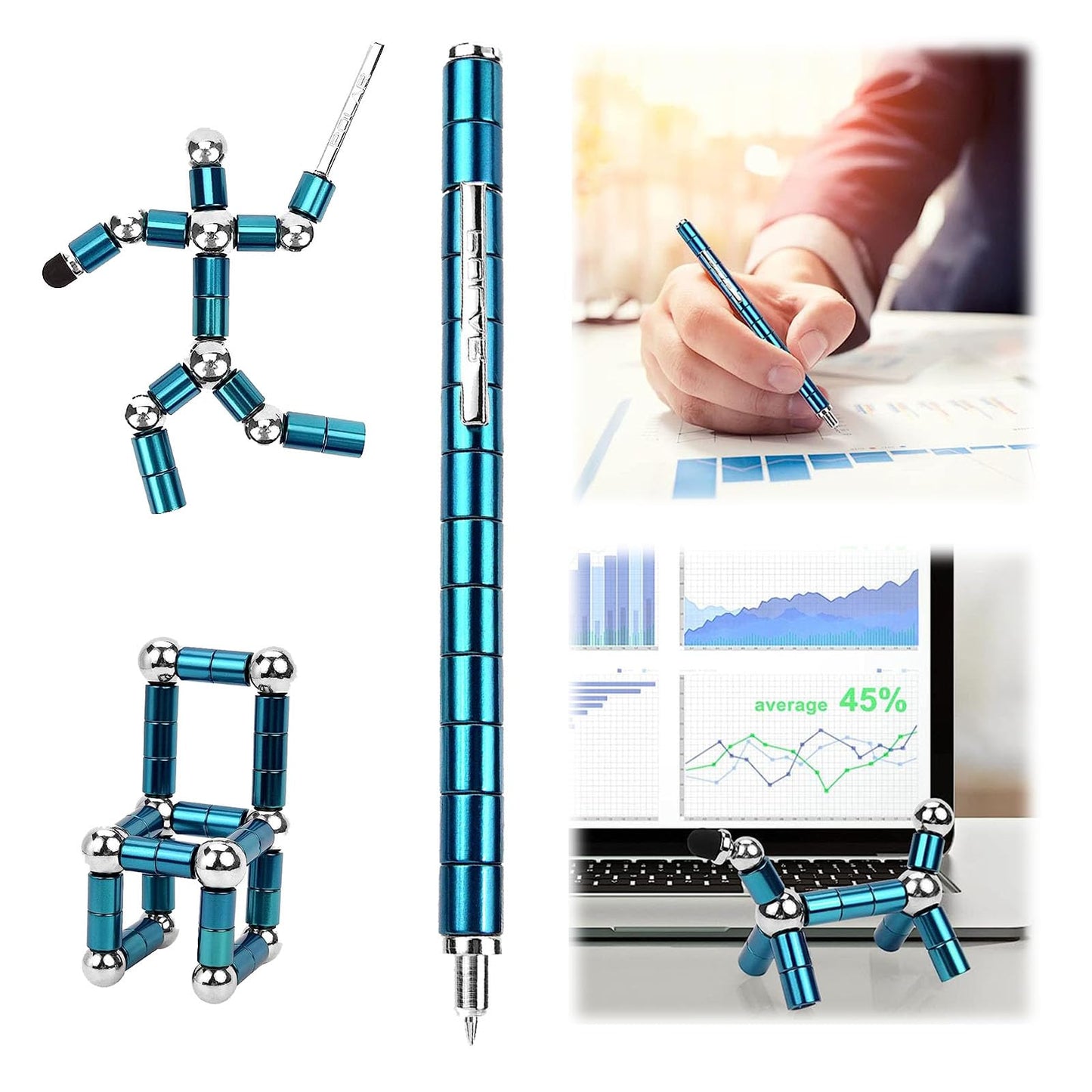 Fidget Pen, Decompression Magnetic Fidget Toy Pen, Magnet Pen Fidget Toy Relieve Pressure Novel Toy Gift For Kids Or Friends! (Blue)