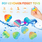 PICcircuit Pop Fidget Toys - 30 Pack Rainbow Silicone Keychains for Kids' Valentine's Day Classroom Party Favors