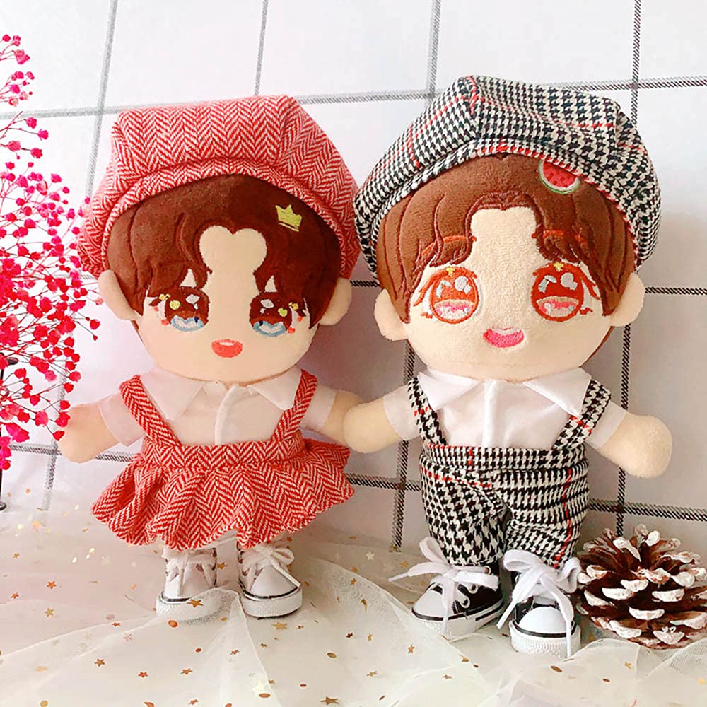 Niannyyhouse Doll Dressup 7.8In/20Cm Plush Doll College Style Houndstooth Clothes For Boys (Black)