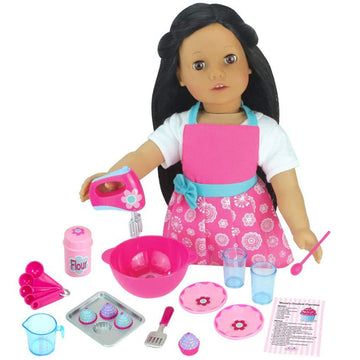 Sophia'S Baking Apron And Accessories Set For 18' Dolls, Pink