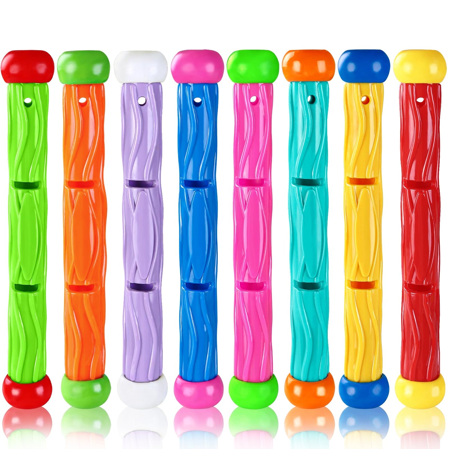 Vellibring 8PCS Pool Diving Swim Toys Colorful Underwater Training Sinking tossing Dive Sticks for Kids Summer Pool Swimming Party Favor Games
