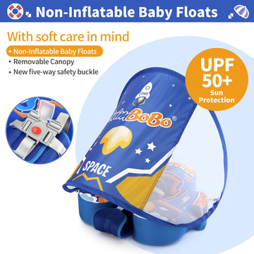 Free Swimming Baby Swimbobo Baby Float - Non-Inflatable, Soft Fabric, Large, Blue Spaceship, Model K7912PRO