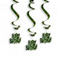 Funcart 6 pc Happy Birthday Swirl d?cor Glitter Dark Green