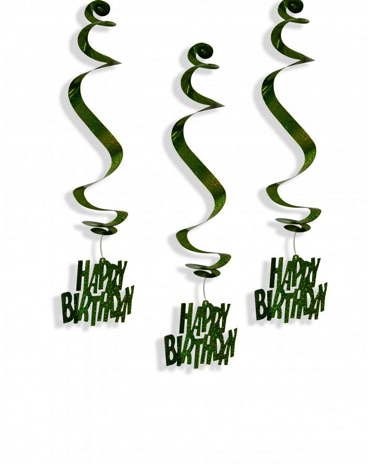 Funcart 6 pc Happy Birthday Swirl d?cor Glitter Dark Green