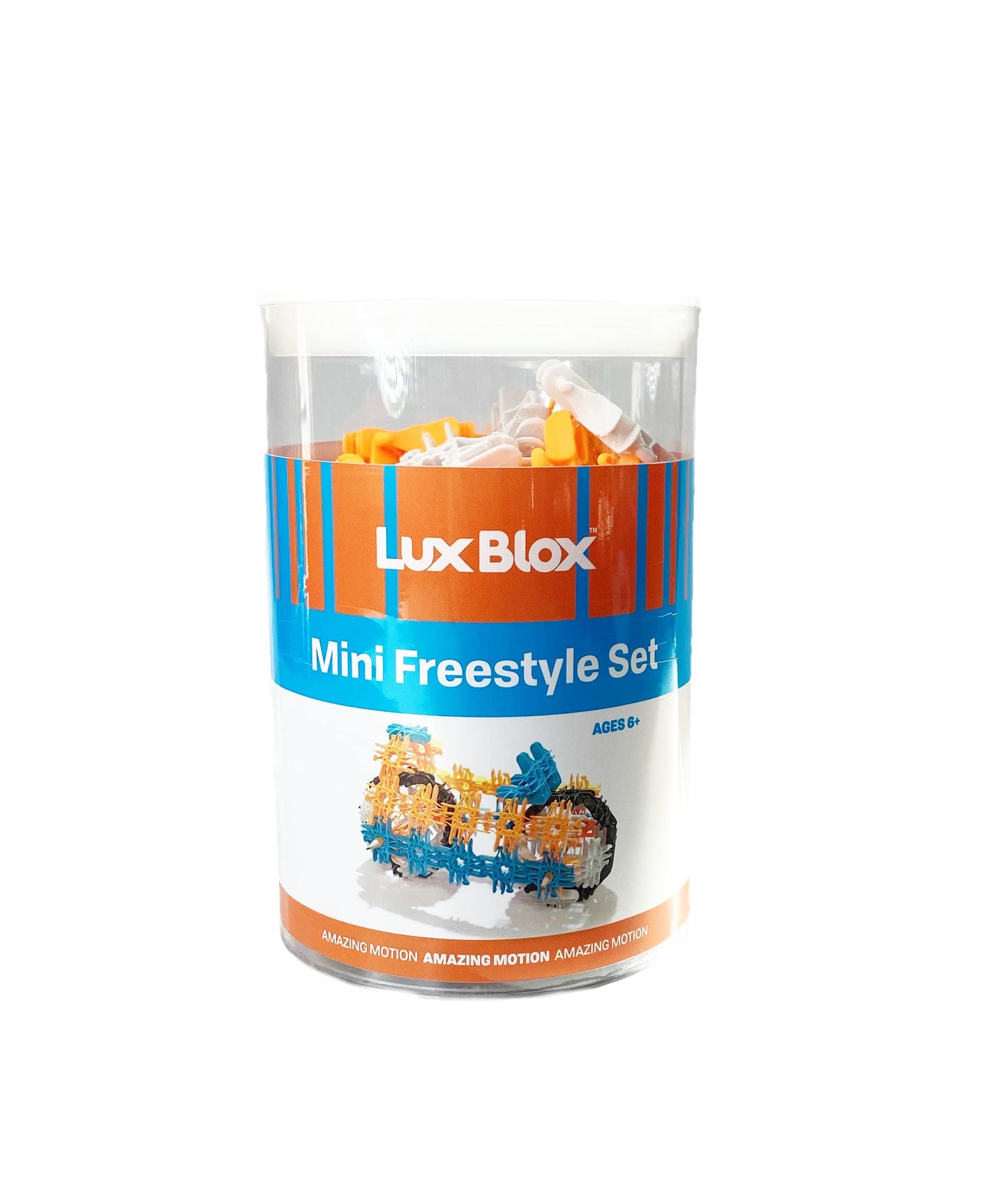 Lux Blox Freestyle Set, 66 Pieces, Neon Orange, Teal Blue, Black, White
