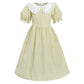 Ltakk Pioneer Dress Girls Colonial Costume Prairie Pilgrim Girl Dresses With Ruffled Pinafore, Olive Yellow, Medium, Age Over 4