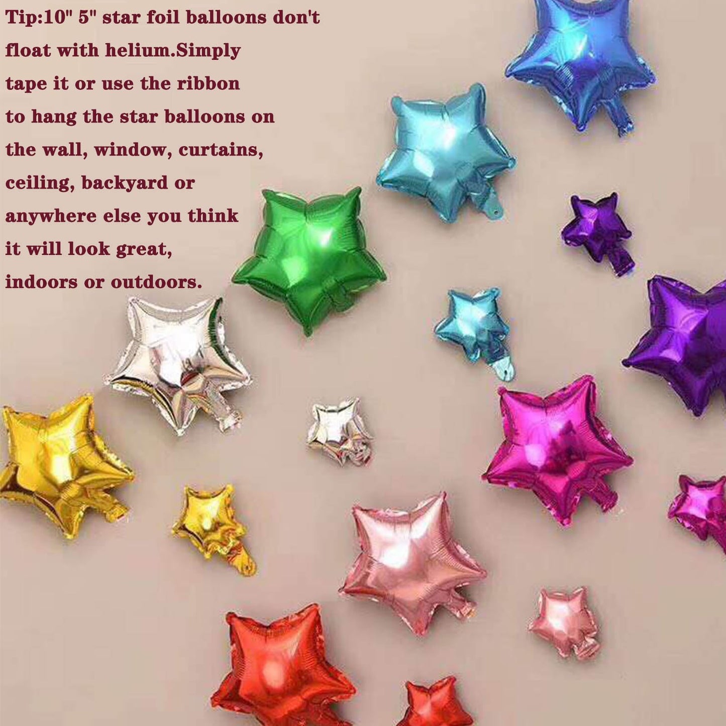 Silver Star Balloons,Pskjatin 50 Pieces 10'' Star Balloons,Silver Foil Star Balloon Mylar Balloons For Party Decorations