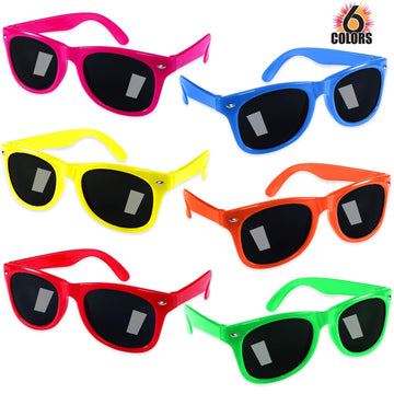 GINMIC Kids Sunglasses Party Favors, 12Pack Neon Sunglasses for Kids, Boys and Girls, Great Gift for Birthday Party Supplies, Be