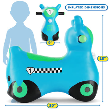 Waddle Bouncy Hopper Inflatable Hopping Animal Scooter, Indoors And Outdoor Toy For Toddlers And Kids, Pump Included, Boys And Girls Ages 2 Years And Up (Blue Zoomer)