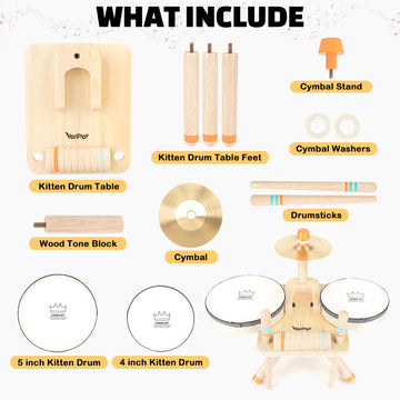 Montessori Toys For 1 Year Old Girls Gifts, Baby Drum Set For Toddlers 1-3, Wooden Musical Toys Babies 6-12-18 Months, Musical Instruments Toys For 1 2 Year Old Boys First Birthday Gifts