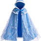 Purfeel Girls Princess Velvet Cape Kids Elsa Hooded Princess Cape Halloween Snow Cloak Costume 3-6Years