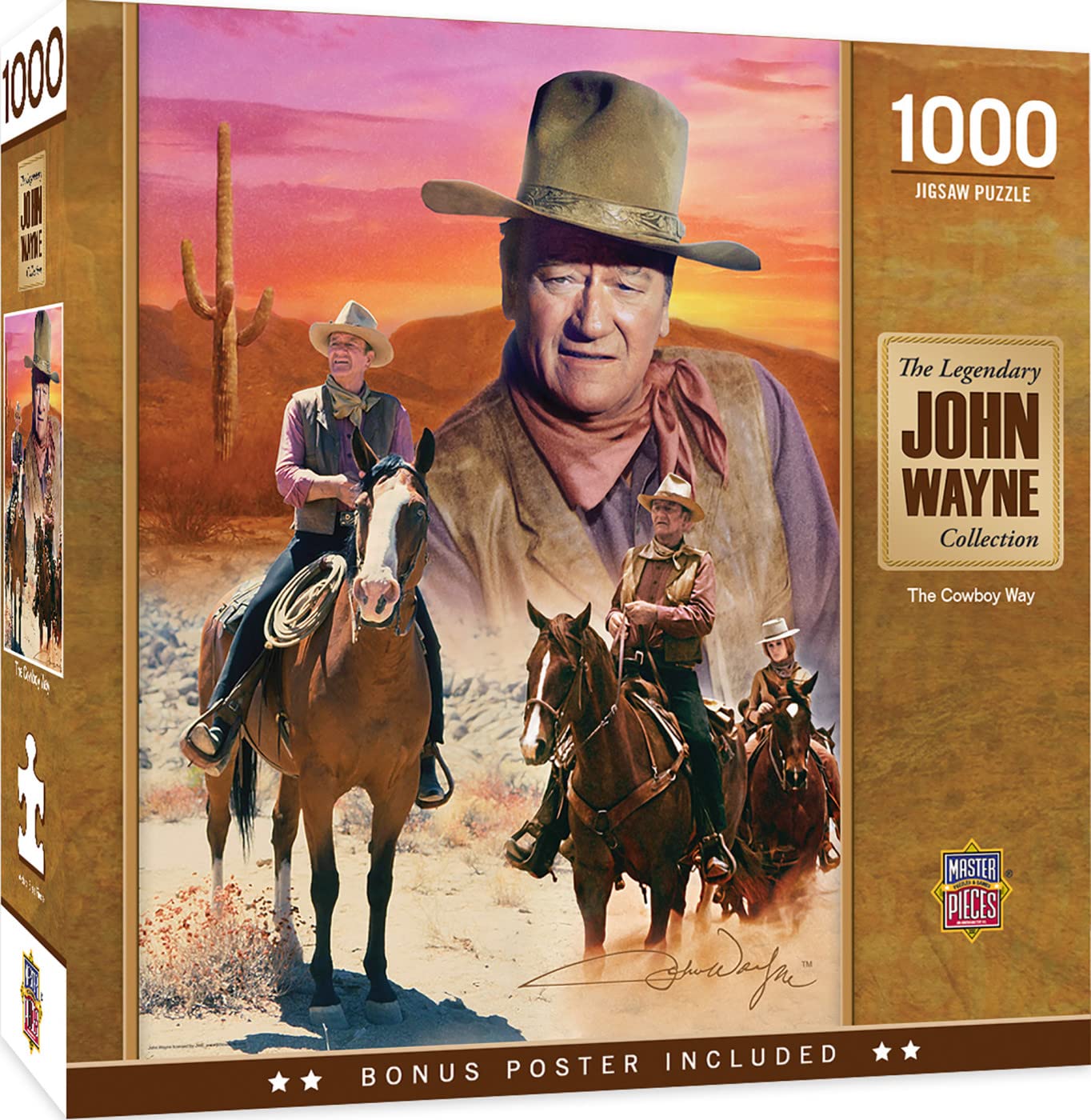 Masterpieces 1000 Piece John Wayne Jigsaw Puzzle For Adults, Family, Or Youth - The Cowboy Way - 19.25''X26.75''