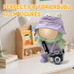 17cm Light Purple Outfit Set (Doll Not Included) - Bucket Hat  Overalls Shorts  Mini Camera & Shoes  Cute Style for 17cm Doll Dress-up(Purple SC)