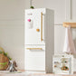 Tiny Land Wooden Toy Fridge with Magnetic Door, DIY Fridge Magnets and Spacious Storage, Realistic Play Kitchen Refrigerator for