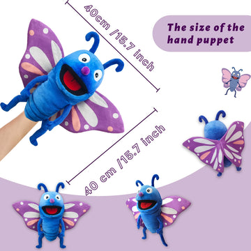 Justqunseen Hand Puppet Realistic Plush Puppet 13',Insect Animal Puppets For Kids Insect Stuffed Animal Hand Puppet With Moveable Mouth,Soft Stuffed Insect Puppet Story Toy Puppets Role Play Show Game