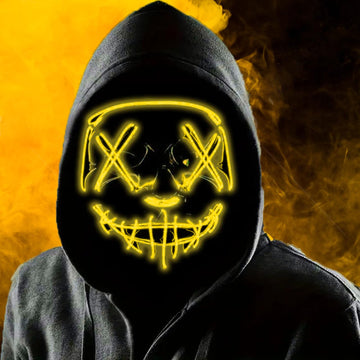 Boolavard Halloween Mask LED Light up Mask for Festival Cosplay Halloween Costume Masquerade Parties, Carnival, Gifts (Yellow)