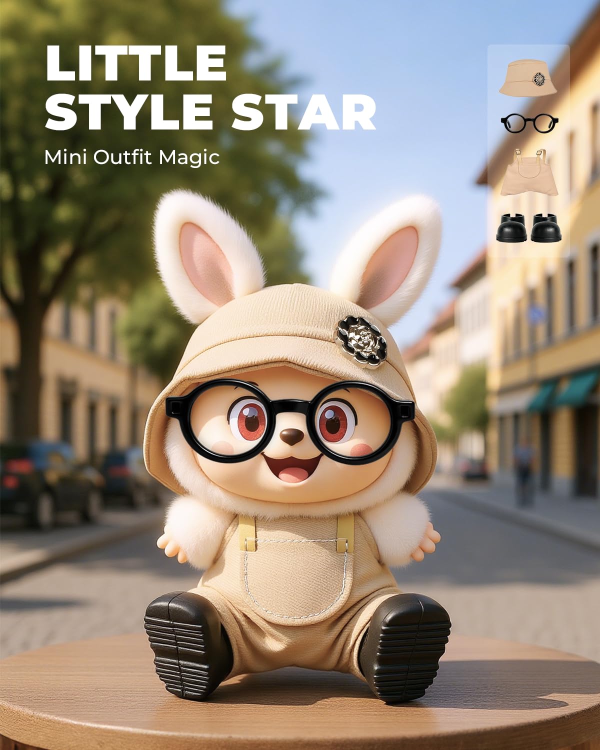 4pcs Dolls Outfit Set  Hat & Overalls for 17 cm Doll Clothes Accessories Suit  Stylish Clothes for Doll  Cute Outfits for Dress up Unique Style with enhanced Fabric  Khaki