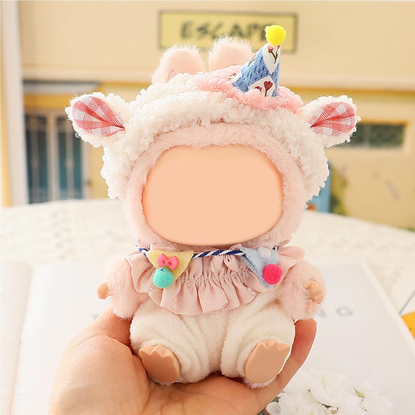 QIUTIMIY Clothes for Doll 17cm Doll Clothes 4-Piece-Set Doll Clothes enhanced Doll Outfit with Accessories-Birthday Headband+Scarf+Decor+Overall(NO Doll Included)