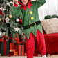 Iimmer Christmas Kids Warm Party Elf Pullove Jumpsuit Santa'S Helper Hodded Ugly Onesie Red And Green 8 Years