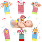 Bloobloomax Baby Infant Rattle Socks Toys, Sock Rattles For Babies 0-24 Months Baby Animal Foot Finder Learning Toy (Cotton C)