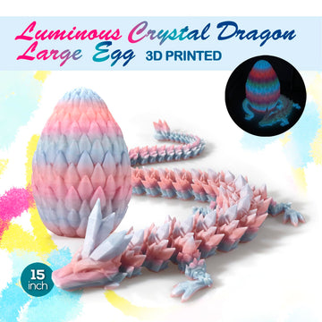 3D Printed Dragon,Dragon Eggs With Dragon Inside,Surprise Dragon Egg Toy,15'' Full Articulated Crystal 3D Dragon