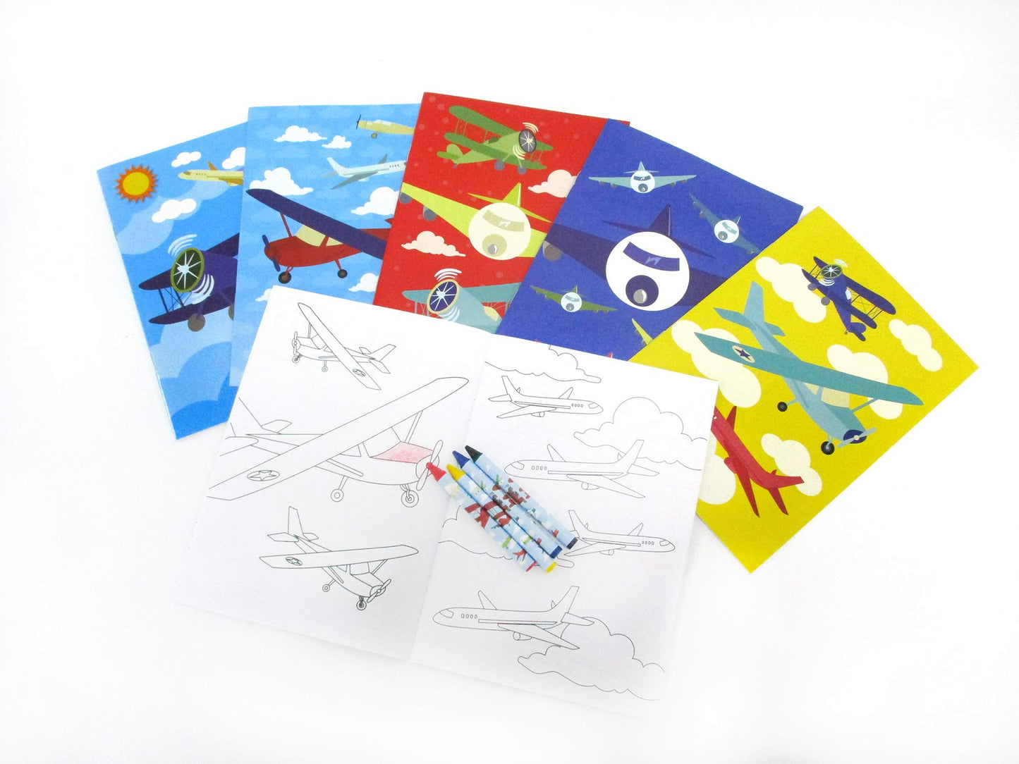 TINYMILLS Airplane Coloring Book Set with 12 Coloring Books and 48 Crayons Airplane Birthday Party Supplies Favor Bag Filler Car
