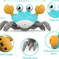 Pintreeland Crawling Crab Baby Toys With Music & Light, Tummy Time Interactive Toddler Toy Automatically Avoid Obstacles For Boys Or Girls (Blue)