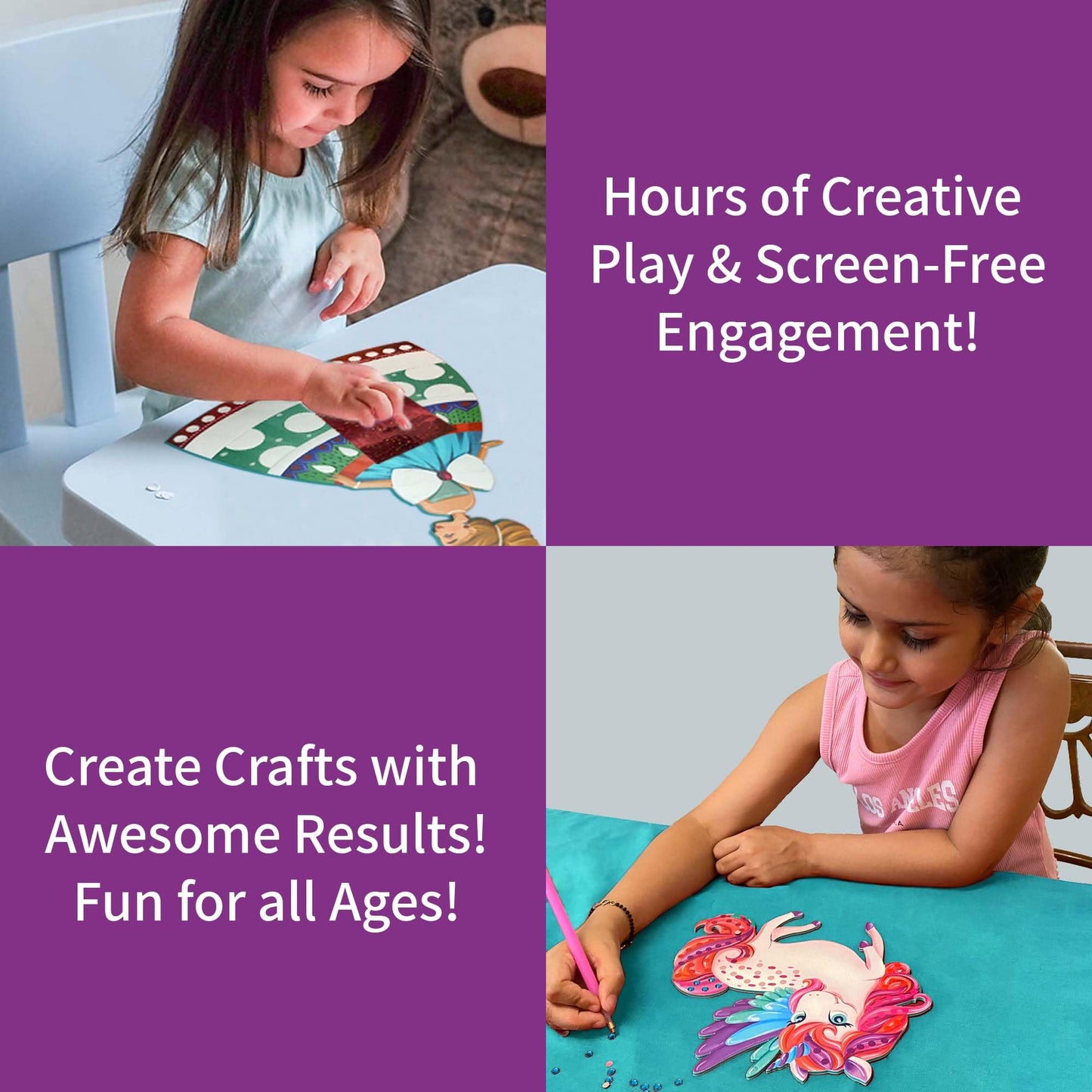 Chalk and Chuckles Art and Craft Kit, Sparkle & Shine Unicorn & Princess, Mess-Free Foil Art and Diamond Painting Set, Birthday