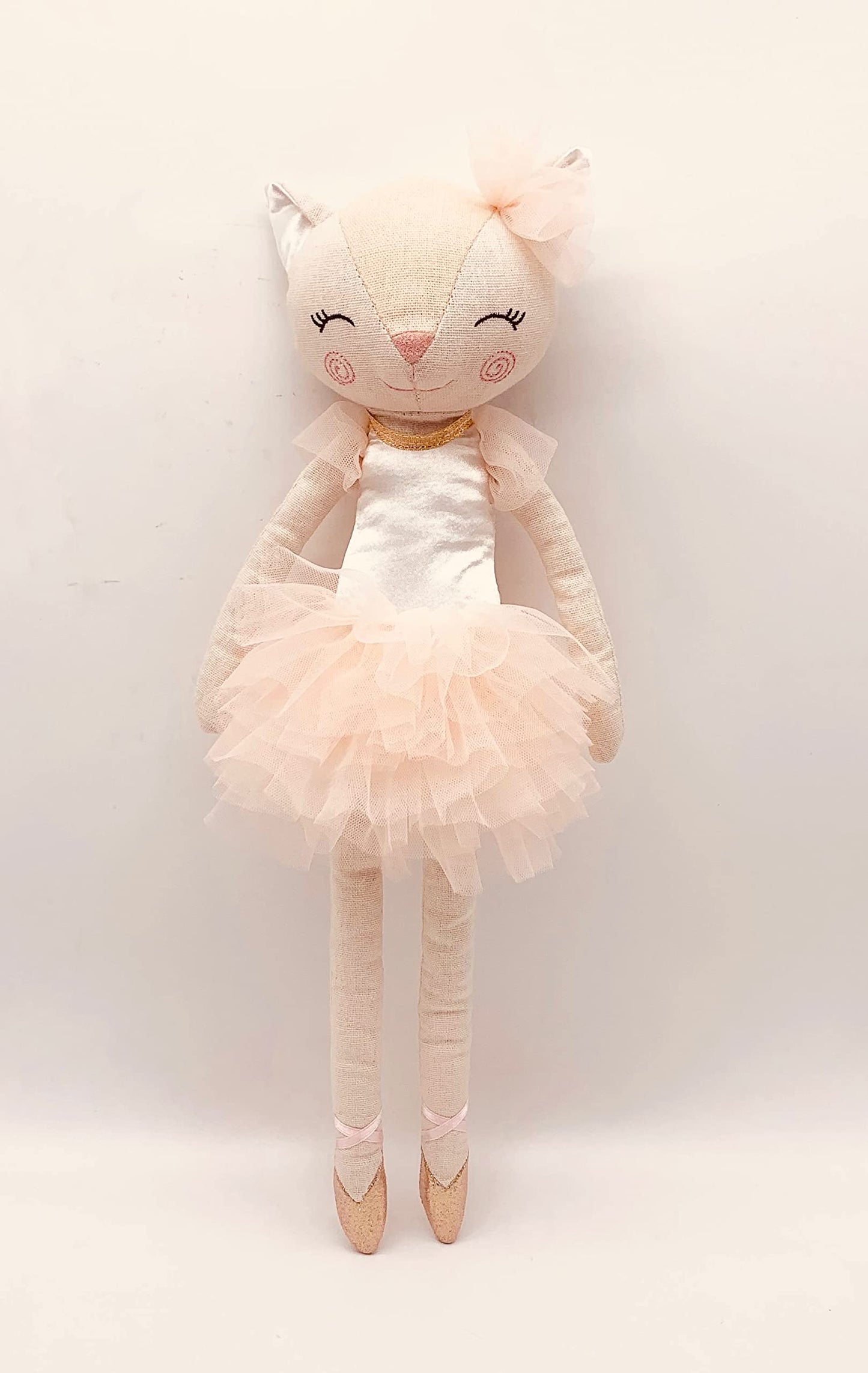 Laila and Lainey Plush Ballerina Cat Stuffed Animal, 16.5 Inch, Gold, Model 67, Perfect Birthday Gift for Girls Kids