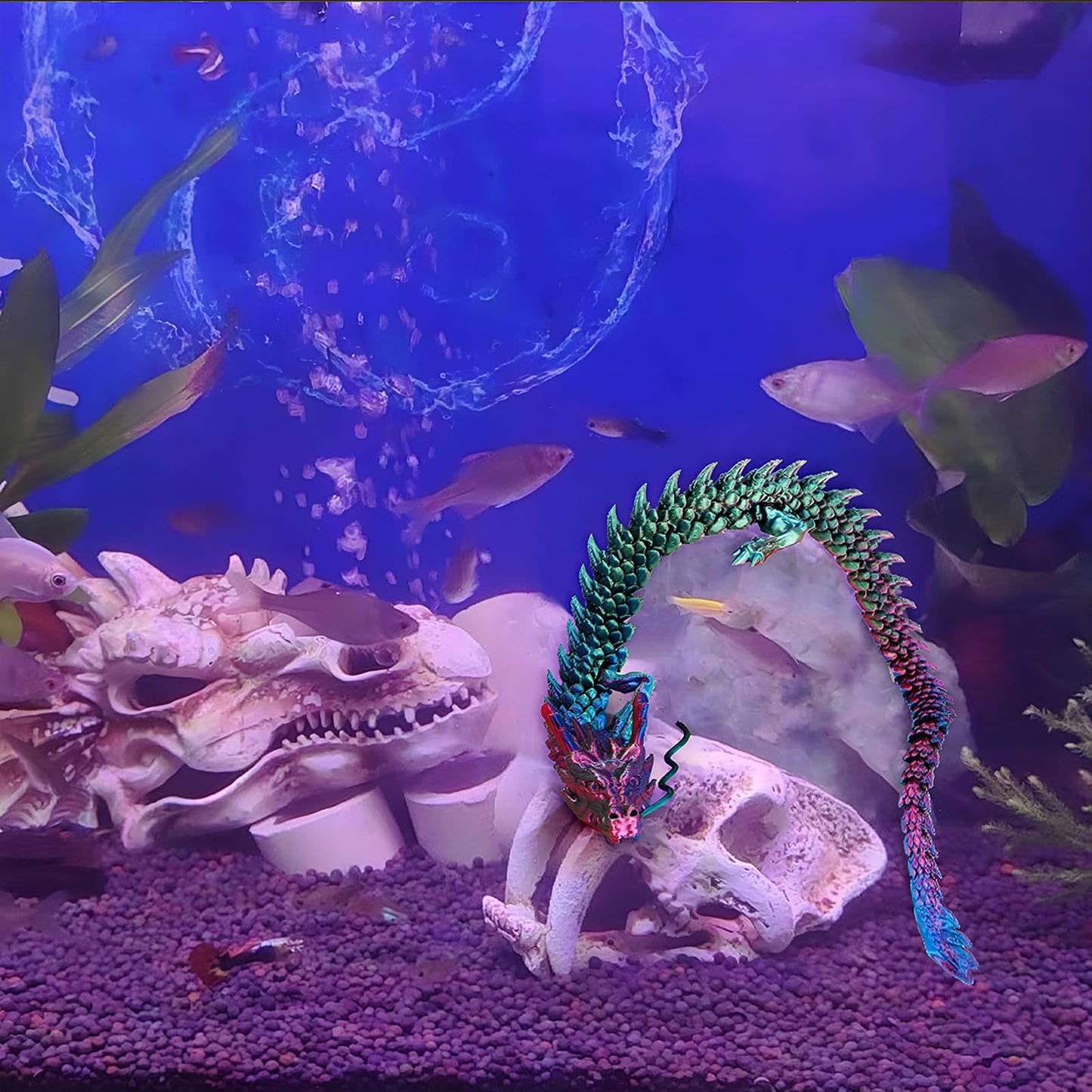 3D Printed Crystal Dragon Fidget Toy, 18in Mystery Dragon, Articulated Fish/Display Cabinet/Desktop Decor (Orange)