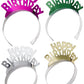 Creative Converting Foil Tiaras 4/Pkg, Happy Birthday Assorted Colors